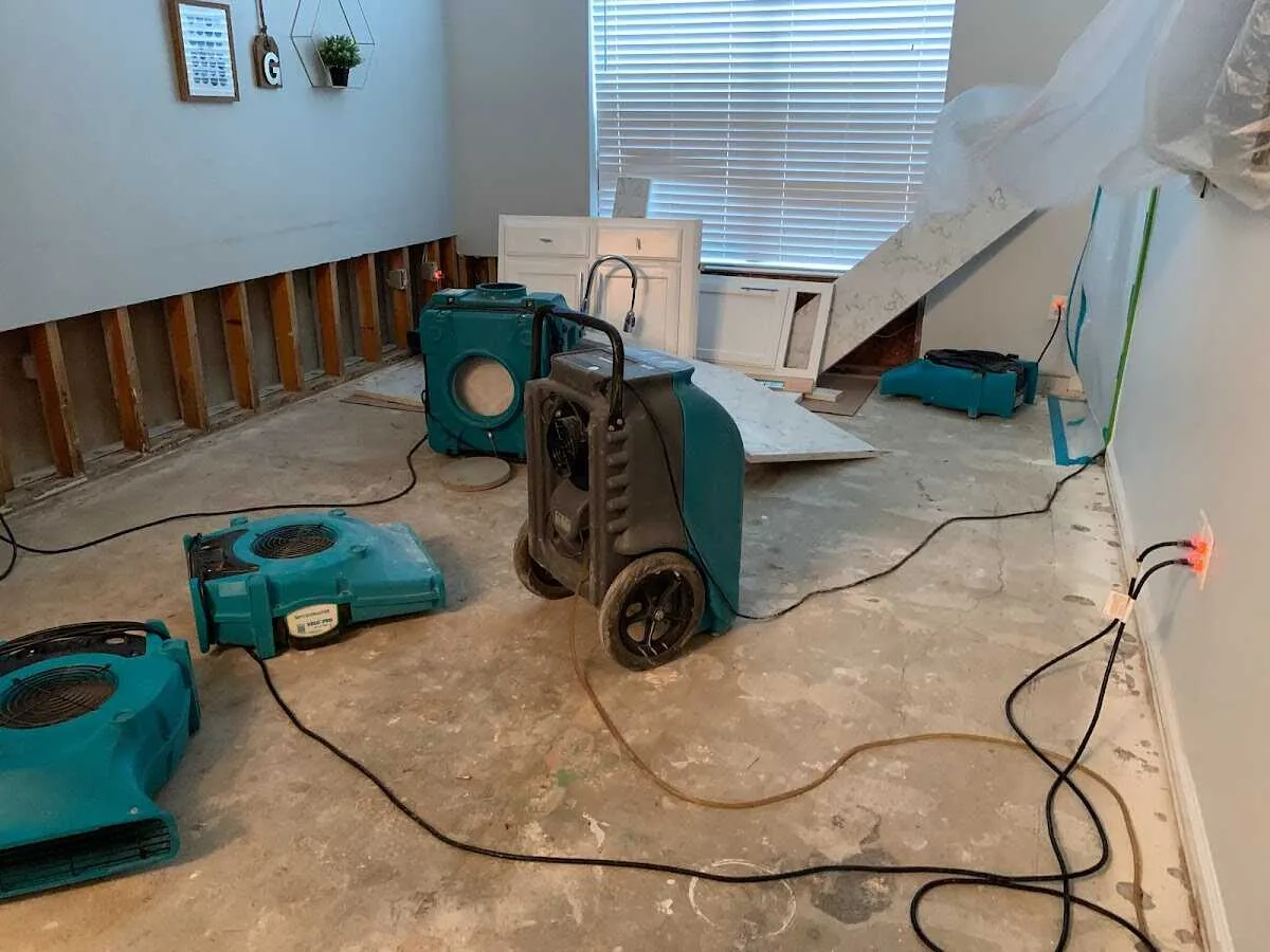 Dehumidifier in flood-cut room for Water Damage Restoration in Algonquin